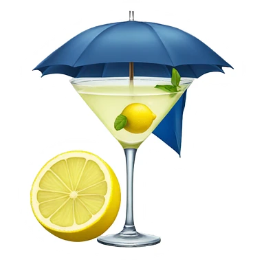 Martini with cut lemon and umbrella on top sticker