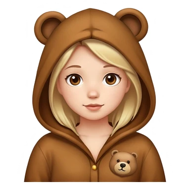 The girl is wearing a bear costume pajamas sticker