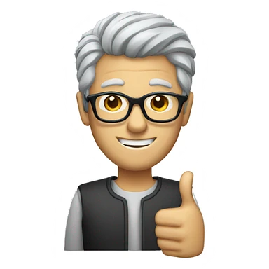 Man glasses grey hair thumbs up sticker