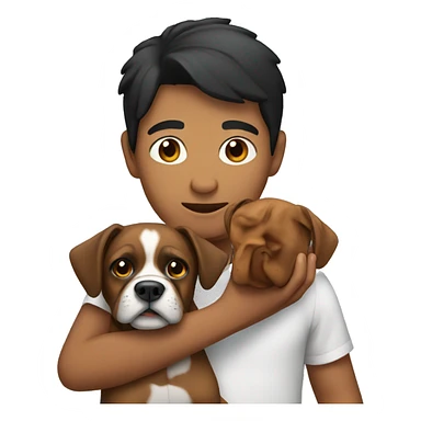 mexican boy holding boxer dog sticker