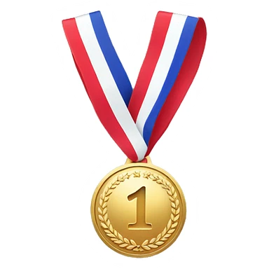 gold medal, with number "1" on it, no ribbon sticker