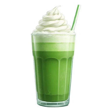 Tall iced matcha glass with whipped cream sticker