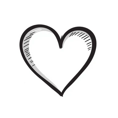 A classic love heart symbol with hand-drawn scribbled lines, slightly asymmetrical with personality, casual sketch style sticker