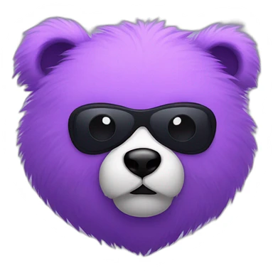 Purple furry bear head with a black eye patch only on one eye sticker