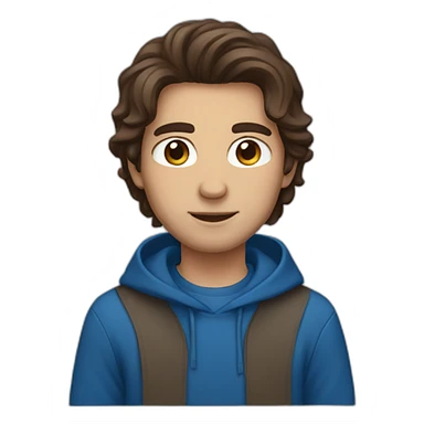 guy with middle long brown hair, big brown eyes and blu hoodie sticker