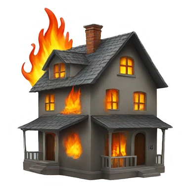 house with fire  sticker
