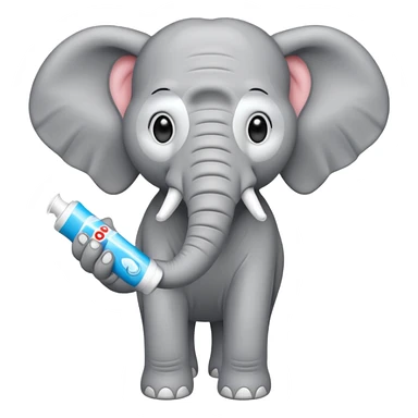 elephant with a tube of toothpaste sticker
