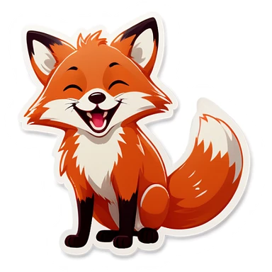 Tiny fox laughing out loud sticker