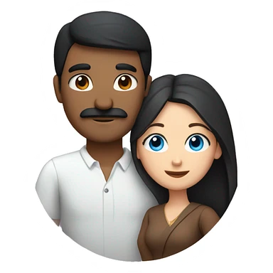 Couple hugging each other, Indian man with black hair and moustache, white woman with blue eyes and brown hair  sticker
