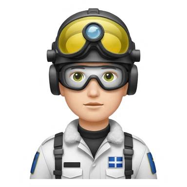 Finnish modern soldier with white snow uniform. with night vision goggles sticker
