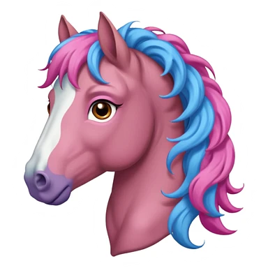  horse with curly and blue pink hair front angel  sticker