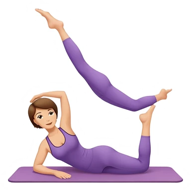Pretty, sexy, mature, slightly curvy white Woman with short brown hair doing Pilates exercises  sticker