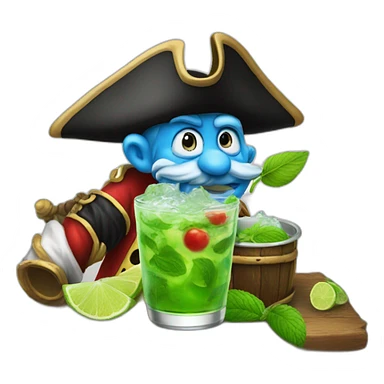 pirate Papa Smurf drinking mojito sticker