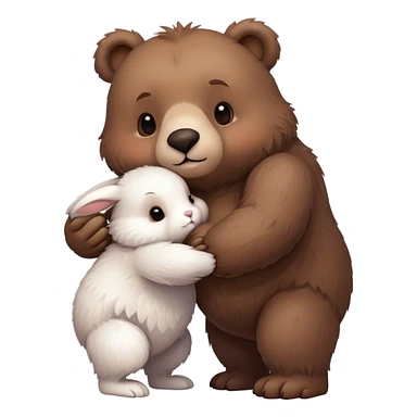 small bunny holding hands with big bear sticker