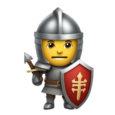 knight in armor wielding sword and shield sticker