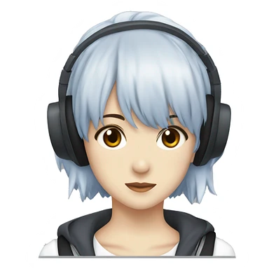 Rei ayanami with a black headphones sticker
