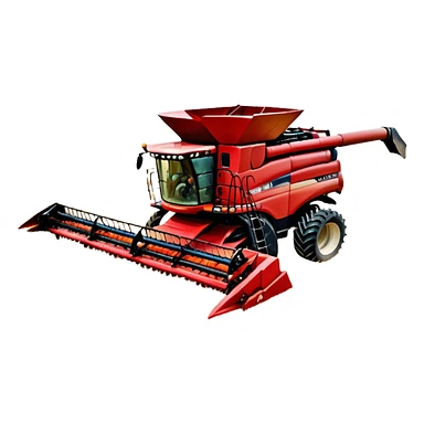 Case IH Axial-Flow 8250 (2022) – Cinematic-realistic Case IH Axial-Flow 8250 harvester, its deep red body towering over endless wheat fields. The massive cutting header slices through golden crops, sending a steady stream of grain into the bin as dust and chaff swirl in the afternoon sun. sticker