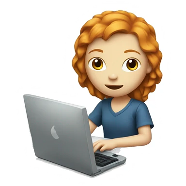ginger Girl using a computer to program sticker
