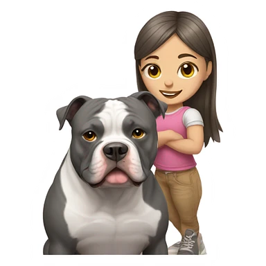 American bully and girl sticker
