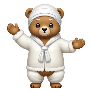 Full-length cartoon bear with white durag, standing on two legs, emoji style sticker