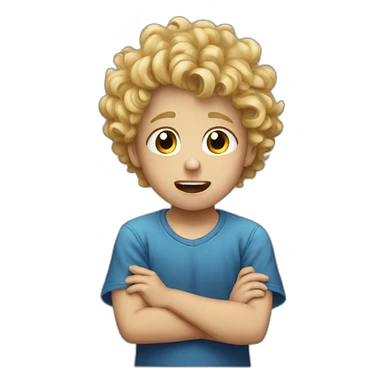 A  curly haired blond kid crying sticker