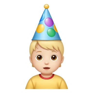 Baby wearing a party hat sticker