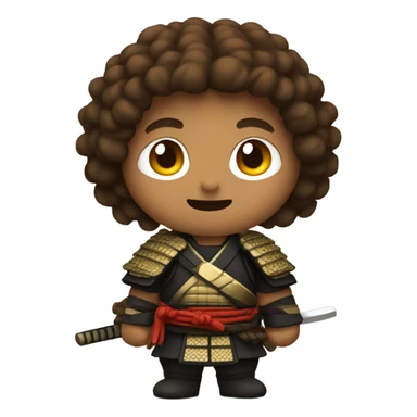 Samurai with brown and curly hair sticker