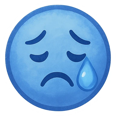 sad face blue color theme with teardrop sticker