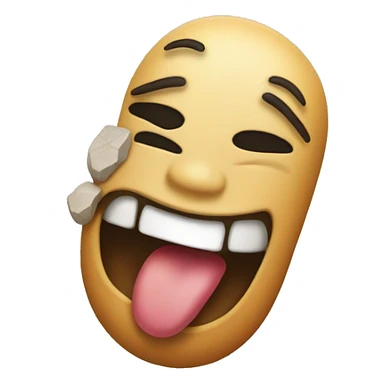 Standard emoji closed eyes with it's tongue out and a little bit to the side, holding a rock hand emoji over the tongue sticker