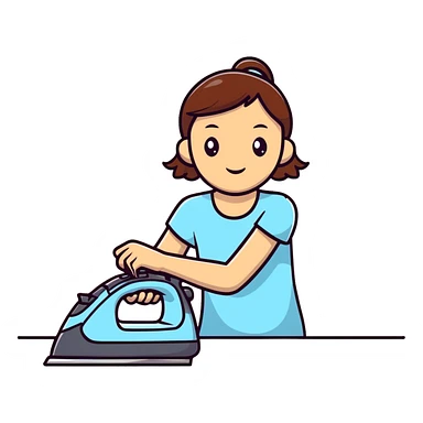girl lifting a clothes iron sticker