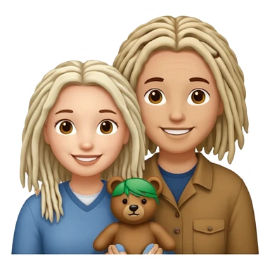 Couple emoji white with bears, medium complexion female with mid length loca sticker
