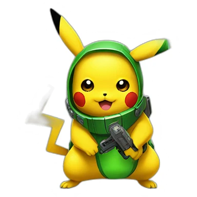 pikachu with green raygun sticker