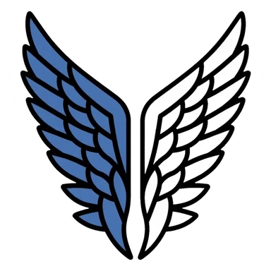 Wings of Freedom logo from Attack on Titan, overlapping blue and white wings, Survey Corps emblem sticker