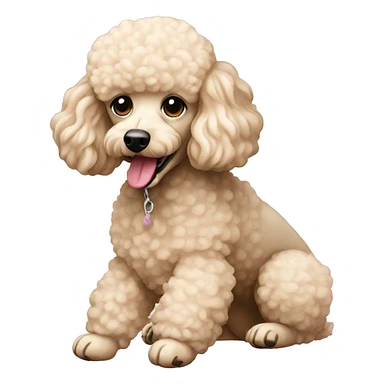 cream mini poodle eating  sticker