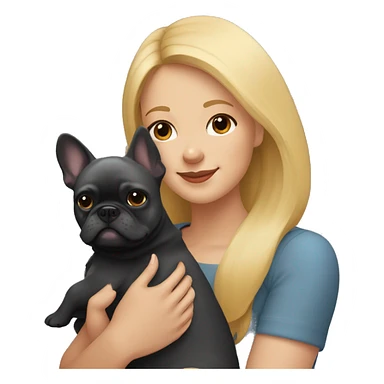Honey blonde woman hugging pomeranian and dark gray french bulldog sticker