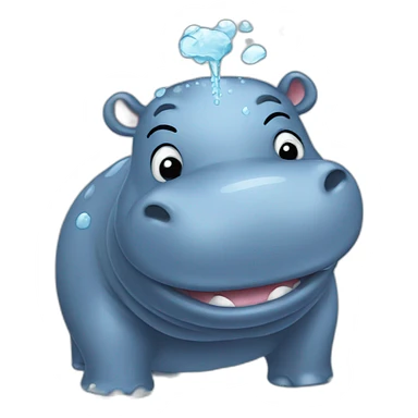 hippo taking a shower sticker