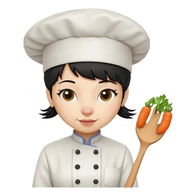 A rat that looks like a female with a fringe and chefs hat black hair sticker