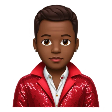 Bobby Brown (b.1969) from New Edition with dark brown hair, red sequin outfit sticker