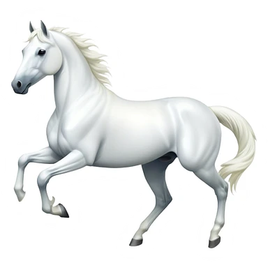 cinematic-[white horse]-realistic-full-body-galopping-emoji,-tail-flicking-lazily,-head-tilted-dramatically,-sleek-[white]-coat,-simplified-yet-realistic-focused-features,-highly-detailed,-glowing-with-an-almost-sarcastic-glow sticker