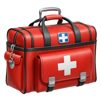 A paramedic’s emergency kit bag placed beside the ambulance door.
 sticker