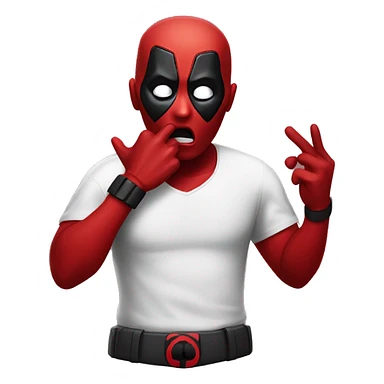 dead pool shocked, and hands on mouth like in movies sticker