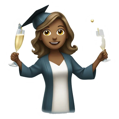 Female graduate popping champagne bottle  sticker