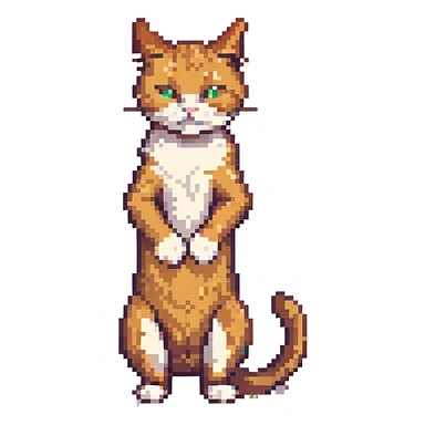 cat scratching its neck, pixel art style sticker