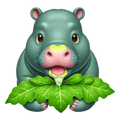 hippo eating a leaf gutter  sticker