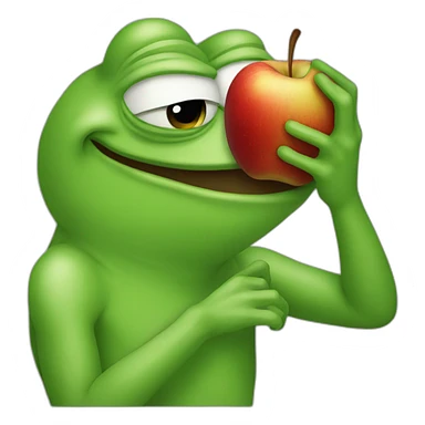Pepe the Frog eating an apple sticker