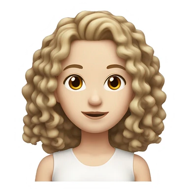 pale white girl with brown shoulder length ringlets hair.   sticker