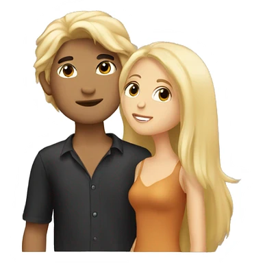 Pretty blonde girl kissing tan guy with long black hair sticker