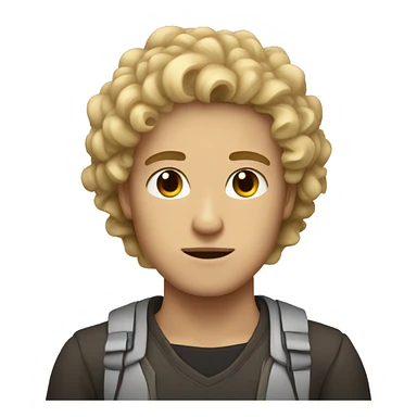 dark brown eyes, very very curly blonde short hair guy, serious face, light skin sticker