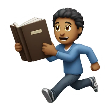 a man who is holding a book while he is running sticker