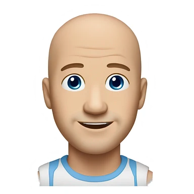bald smiling man shaven blue eyes big chin sticker